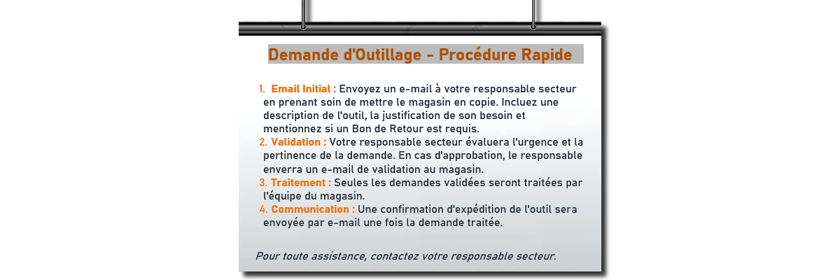 Demande d'Outillage - Procédure Rapide